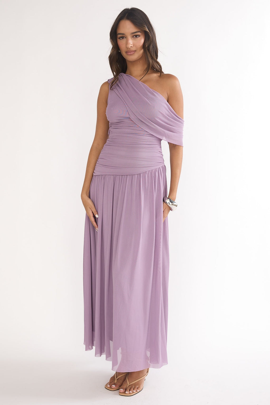 Amretha Asymmetric Neckline Maxi Dress Amethyst