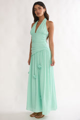 To The Sky Halterneck Maxi Dress Sage