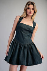 Presley Mineral Washed Tie-Back Mini Dress