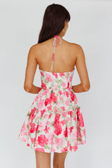 Horizons Frill Trim Mini Dress Floral Pink