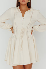 Waverly Long Sleeve Mini Dress Beige