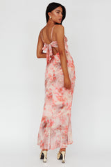 Sayna Ruched Front Midi Dress Floral Pink