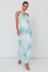 Jacquelynne Halter Cowl Back Maxi Dress Mint