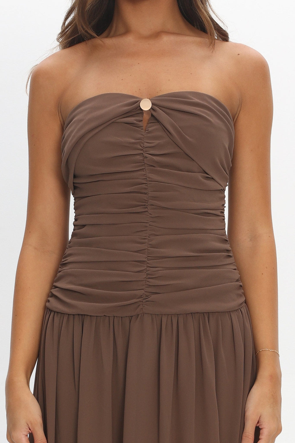 High Streets Strapless Maxi Dress Mocha
