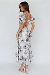 Brigita Tied Back Maxi Dress Floral Blue