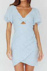 Santa Cruz Sun Puff Sleeve Eyelet Dress Blue
