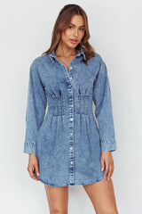 Zurich Long Sleeve Mini Dress Blue