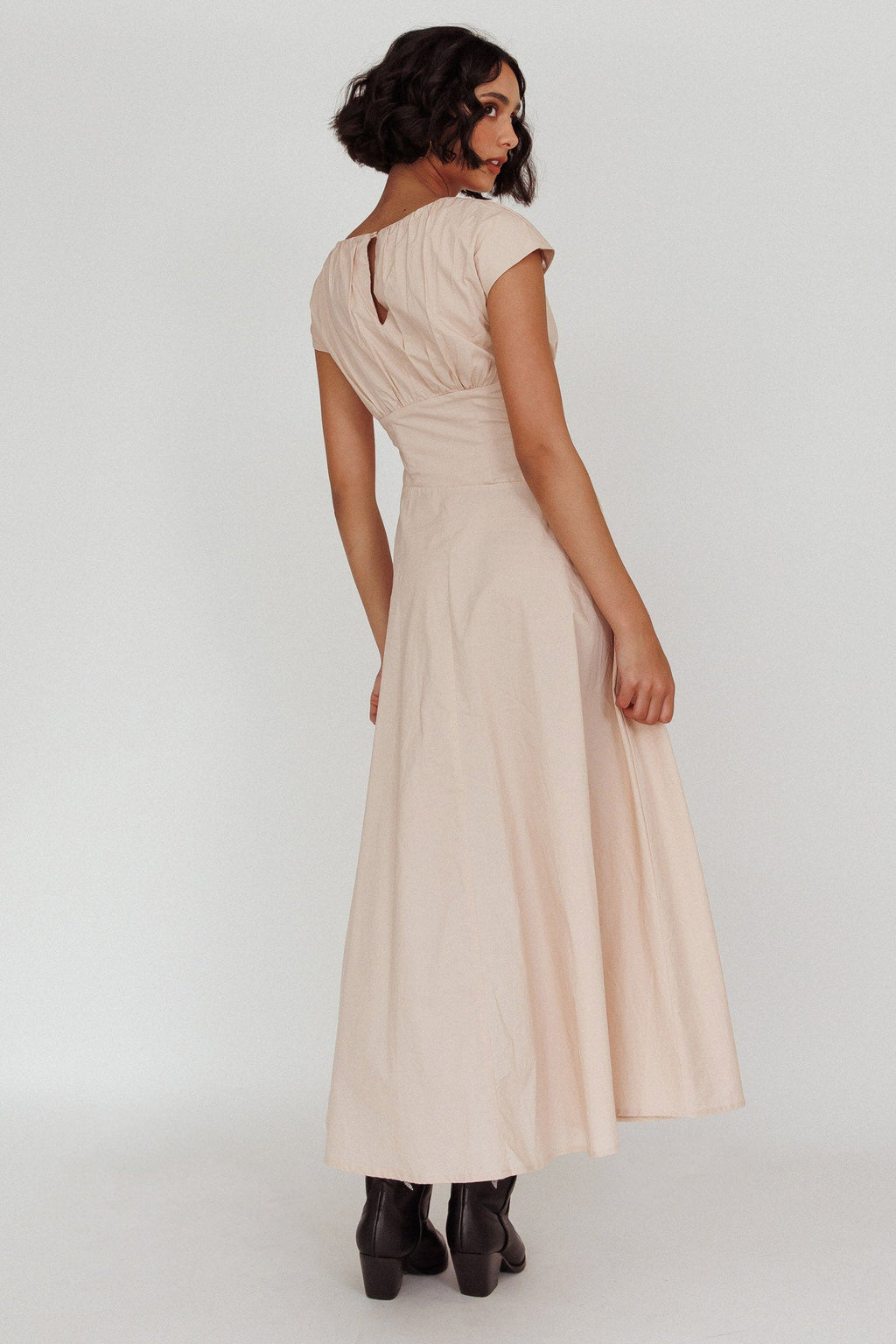 Derry Cap Sleeve A-line Maxi Dress Oat
