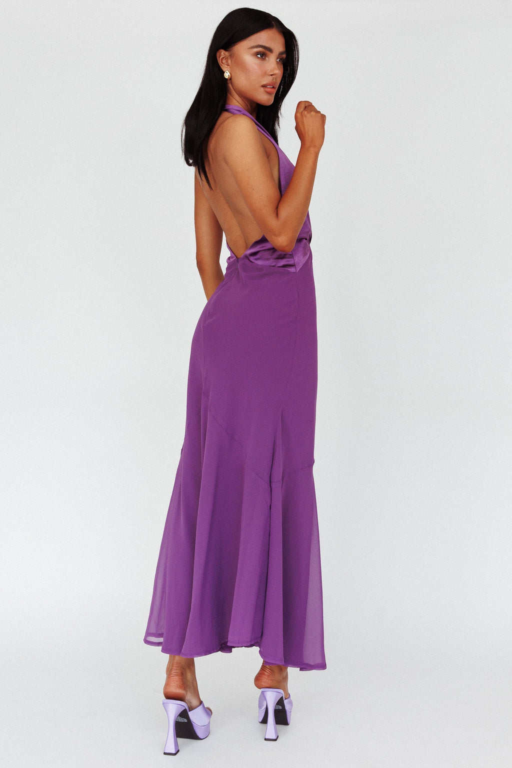Vision Halterneck Midi Dress Violet