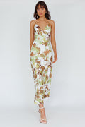 Egypt Cami Strap Maxi Dress Print Green