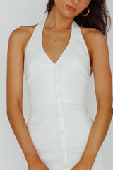 Renita Halterneck Button Maxi Dress White