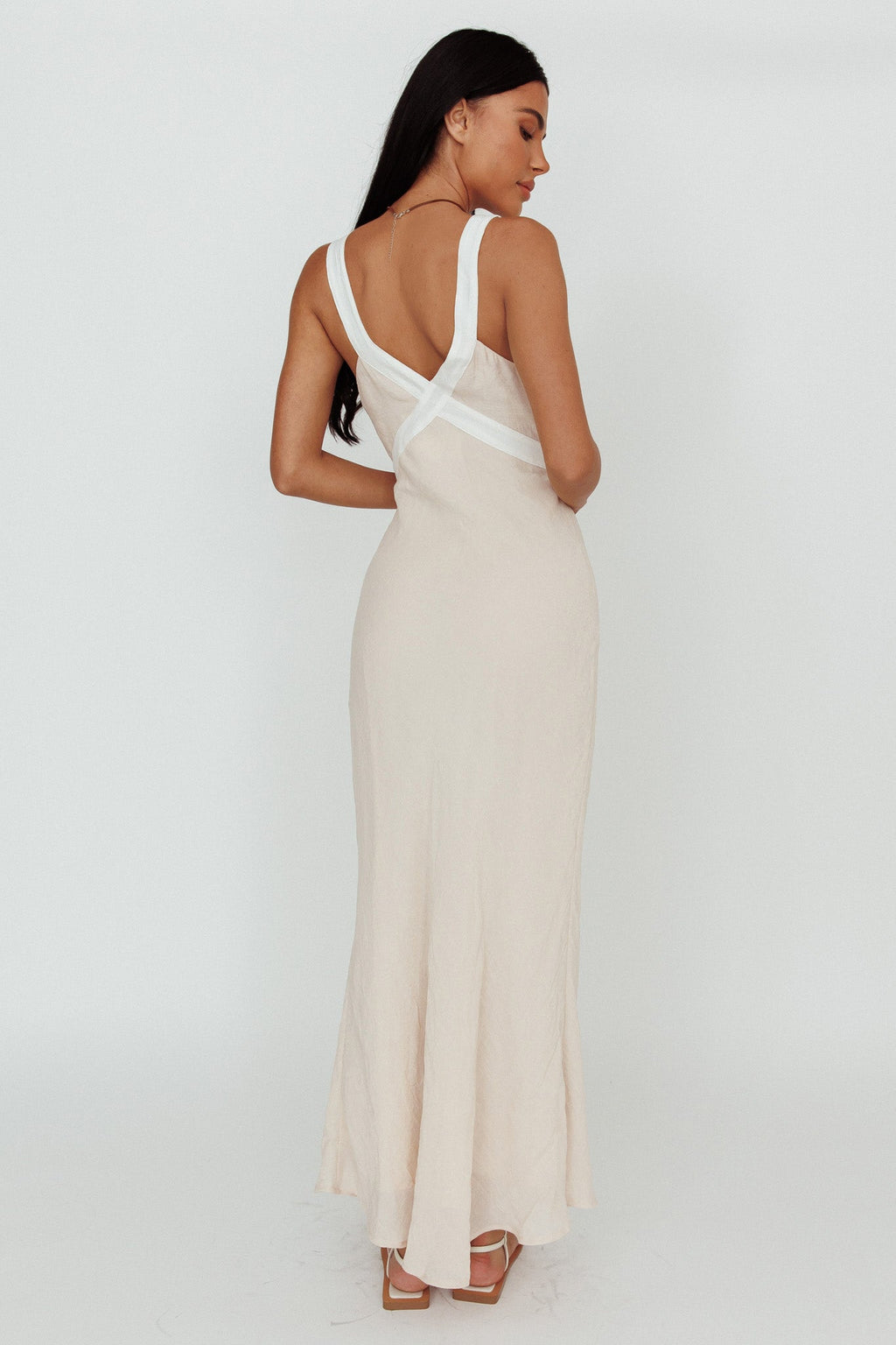 Zariah V-Neck Maxi Dress Beige