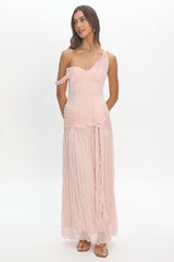 Keia Crepe Chiffon One-Shoulder Maxi Dress Light Pink