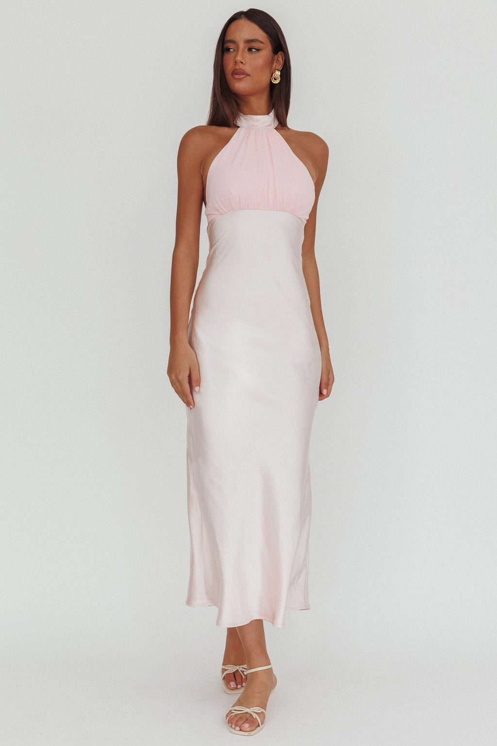 Kaivira Halterneck Maxi Dress Pink