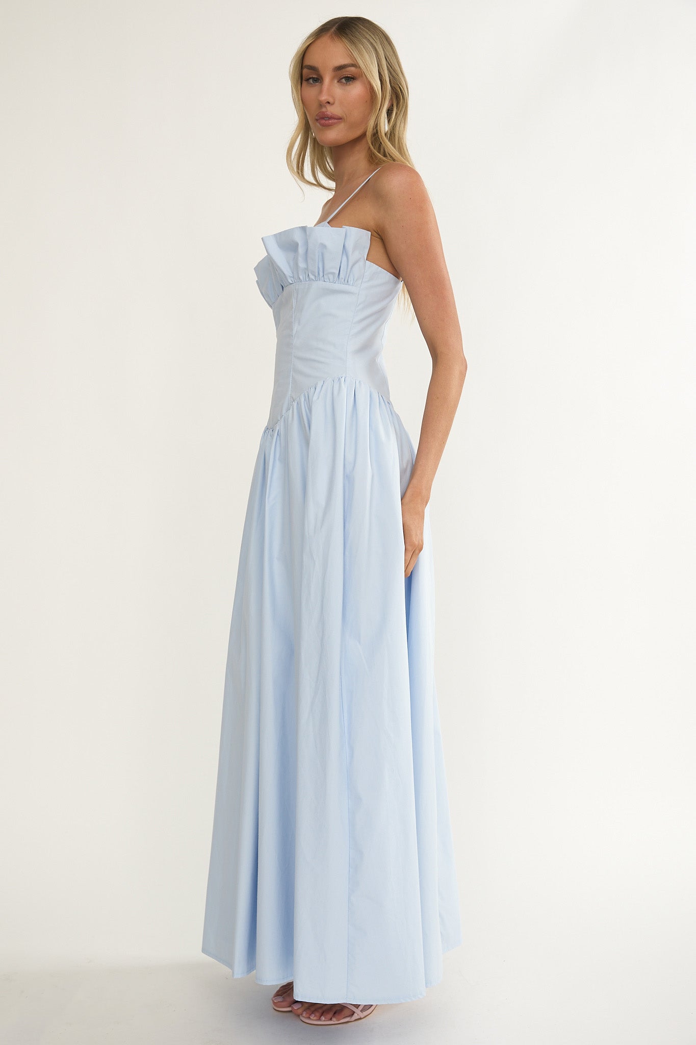 Pailin Frill Bust Maxi Dress Blue