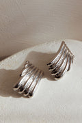 Wisdom Grooved Rectangle Earrings Silver