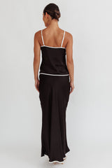 Only One Contrast Trim Maxi Skirt Black