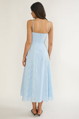 Shaye Embroidery Insert Maxi Dress Blue