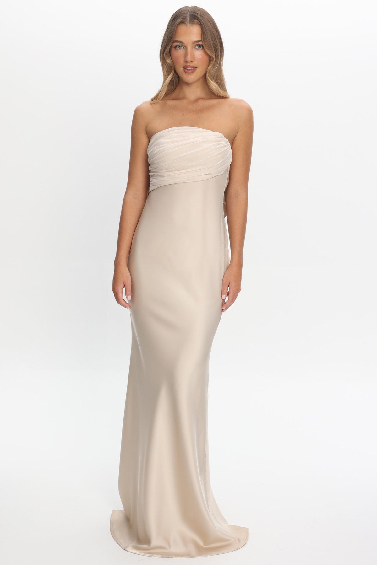 Iyeciz Strapless Maxi Dress Champagne