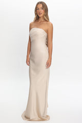 Iyeciz Strapless Maxi Dress Champagne