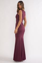 Isalyn Gathered Waist Maxi Dress Burgundy