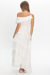Elizaveta One-Shoulder Tiered Maxi Dress Ivory