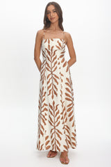 Mariana Strappy Back Maxi Dress Print Cream