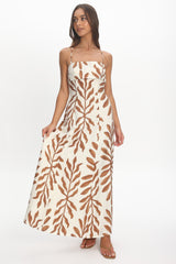 Mariana Strappy Back Maxi Dress Print Cream