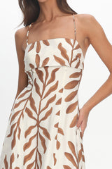 Mariana Strappy Back Maxi Dress Print Cream