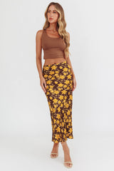 Wild Wanderings Midi Skirt Floral Brown