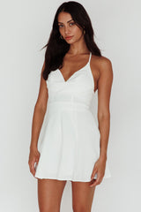 Summer Light Lace-Up Back Romper White