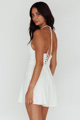 Summer Light Lace-Up Back Romper White