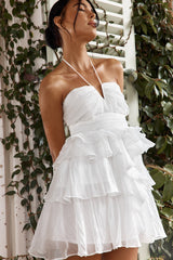 Joy Of Life Layered Ruffle Mini Dress Off White