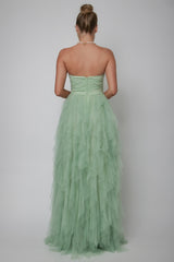 Rori Tulle Cascade Maxi Dress Sage