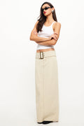 LIONESS Uma Denim Midi Skirt Ecru