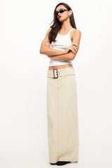 LIONESS Uma Denim Midi Skirt Ecru
