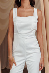Tarlena Chiffon Neckline Jumpsuit Off-White