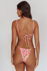 Sovereign Triangle String Bikini Top Yellow Floral