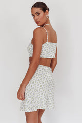 Miss Cupid Cami Crop Top Floral Ivory/Blue
