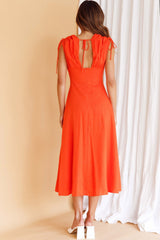 Cape Cod Drawstring Accent Midi Dress Tangerine