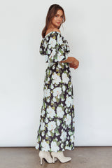 Momentum Off Shoulder Maxi Dress Floral Black
