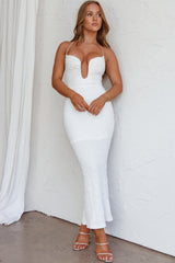 Nouveau U-Neckline Midi Dress White