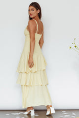 New Vibes Layered Hem Maxi Dress Lemon