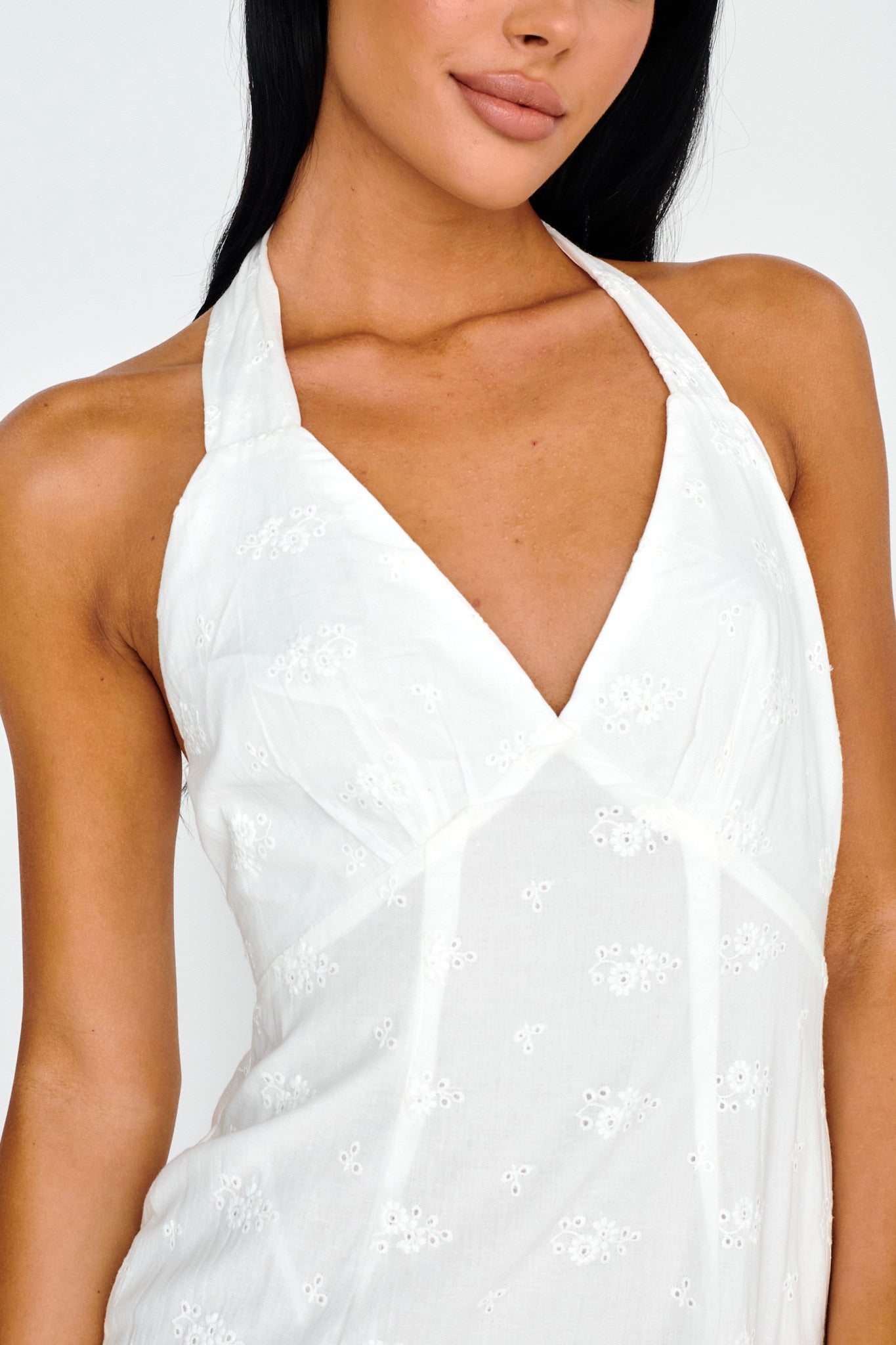 Lavara Halterneck Midi Dress White