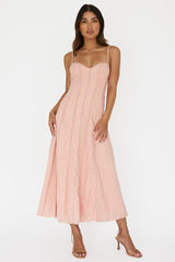 Vacay Pintuck Pleat Midi Dress Pink