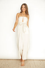 Maravilhosa Keyhole Halter Jumpsuit Oatmeal