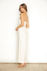 Maravilhosa Keyhole Halter Jumpsuit Oatmeal