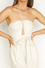 Maravilhosa Keyhole Halter Jumpsuit Oatmeal