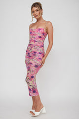 Logan Cami Strap Midi Dress Flower Pink