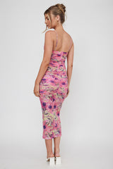 Logan Cami Strap Midi Dress Flower Pink
